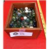 Image 1 : Vintage Wooden small box full of old Marbles