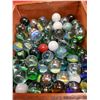 Image 2 : Vintage Wooden small box full of old Marbles