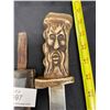 Image 2 : Handcarved bearded face Handled knife with sheath