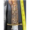 Image 2 : Nicely Carved Four Faces on handle knife with sheath