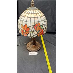 Small Leaded Glass Lamp 14" Tall 2 small panels damaged