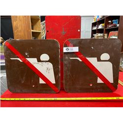 Pair of Vintage No Hunting signs Double sided 12" X 12"