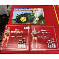 Lot of 3 Older Calenders John Deer and Old Milwaukee