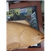 Image 2 : Large Hand Carved wooden Fish plaque 41"x10"