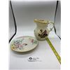 Image 1 : Hand Painted Nippon Plate and a agerman porcelin jug with a small chip