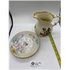 Image 2 : Hand Painted Nippon Plate and a agerman porcelin jug with a small chip