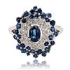 1.65 ctw Blue Sapphire and 0.14 ctw Diamond 14K White Gold Ring