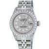 Rolex Ladies Stainless Steel Quickset Slate Grey Diamond Lugs Datejust Wristwatc