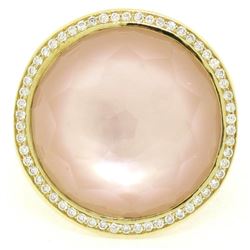 Ippolita Lollipop 18kt Yellow Gold Pink Mother of Pearl and Round Diamond Halo R