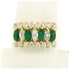 14k Yellow Gold 2.02 ctw Prong Marquise Emerald & Diamond Quality Pyramid Ring