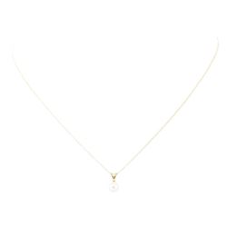 0.01 ctw Diamond and Pearl Pendant with Chain - 14KT Yellow Gold