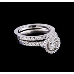 1.23 ctw Diamond Wedding Ring Set - 14KT White Gold