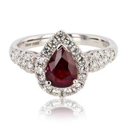 1.15 ctw EXTREMELY RARE UNHEATED RUBY and 0.67 ctw Diamond Platinum Ring (GIA CE