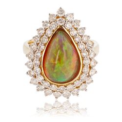 3.34 ctw Opal and 1.82 ctw Diamond 14K Yellow Gold Ring