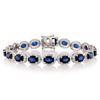 18.13 ctw Blue Sapphire and 3.92 ctw Diamond 14K White Gold Bracelet