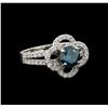 14KT White Gold 1.63 ctw Blue Diamond Ring