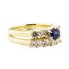 1.70 ctw Blue Sapphire And Diamond Ring And Band - 14KT Yellow Gold