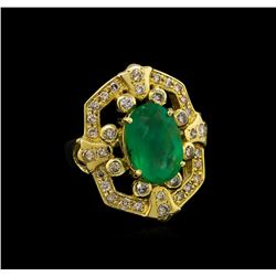 14KT Yellow Gold 3.73 ctw Emerald and Diamond Ring