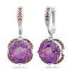 Image 1 : 14k White Gold  6.84CTW Red Cognac Dia and Amethyst Earrings