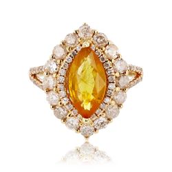 2.52 ctw Yellow Sapphire and 1.47 ctw Diamond 14K White Gold Ring