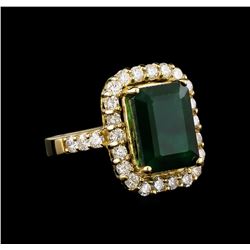 14KT Yellow Gold 6.96 ctw Emerald and Diamond Ring