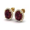 Image 1 : 5 ctw Garnet & Micro Pave VS/SI Diamond Earrings 18k Yellow Gold