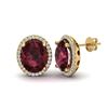 Image 2 : 5 ctw Garnet & Micro Pave VS/SI Diamond Earrings 18k Yellow Gold