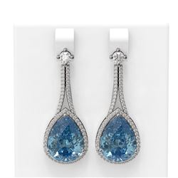 23.3 ctw Blue Topaz & Diamond Earrings 18K White Gold