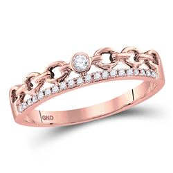 10kt Rose Gold Round Diamond Rolo Link Stackable Band Ring 1/12 Cttw