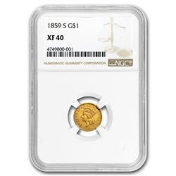 1859-S $1 Indian Head Gold XF-40 NGC