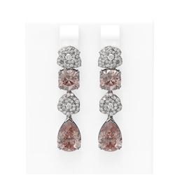 10.3 ctw Morganite & Diamond Earrings 18K White Gold