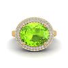 Image 2 : 4.50 ctw Peridot & Micro Pave VS/SI Diamond Ring 18k Yellow Gold