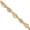 Image 2 : 14k Solid Gold Polished Textured Fancy Link Bracelet