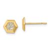 Image 1 : 14k Yellow Gold Hexagon Cubic Zirconia Stud Earrings