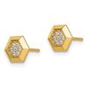 Image 2 : 14k Yellow Gold Hexagon Cubic Zirconia Stud Earrings