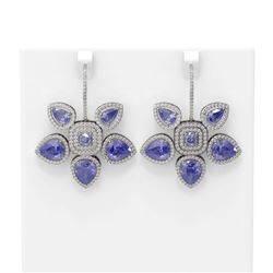 23.02 ctw Tanzanite Diamond Earrings 18K White Gold