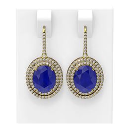 9.12 ctw Sapphire & Diamond Earrings 18K Yellow Gold