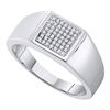 Image 1 : Sterling Silver Mens Round Diamond Cluster Ring 1/6 Cttw