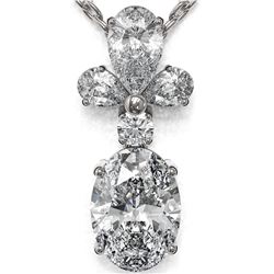1.4 ctw Oval Cut Diamond Designer Necklace 18K White Gold