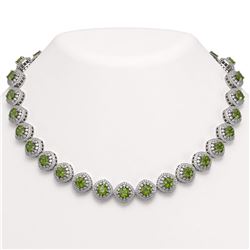 72.27 ctw Tourmaline & Diamond Victorian Necklace 14K White Gold