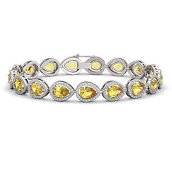 15.91 ctw Fancy Citrine & Diamond Micro Pave Halo Bracelet 10k White Gold