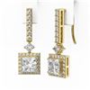 Image 3 : 3 ctw Princess Cut Diamond Designer Earrings 18K Yellow Gold