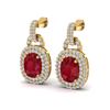 Image 1 : 5 ctw Ruby & Micro VS/SI Diamond Pave Earrings Halo 14k Yellow Gold