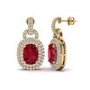 Image 2 : 5 ctw Ruby & Micro VS/SI Diamond Pave Earrings Halo 14k Yellow Gold