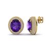 Image 2 : 8 ctw Amethyst & Micro Pave VS/SI Diamond Earrings 18k Yellow Gold