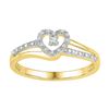 Image 1 : 10kt Yellow Gold Round Diamond Heart Promise Bridal Ring 1/20 Cttw