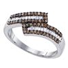 Image 1 : Sterling Silver Round Brown Diamond Bypass Band Ring 1/2 Cttw