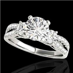 1.75 ctw Certified Diamond 3 Stone Ring 10k White Gold
