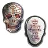 Image 2 : 2 oz Hand Poured Silver Skull - Day of the Dead: Spiderweb
