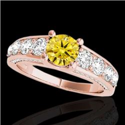 3.05 ctw Certified SI/I Fancy Intense Yellow Diamond Ring 10k Rose Gold